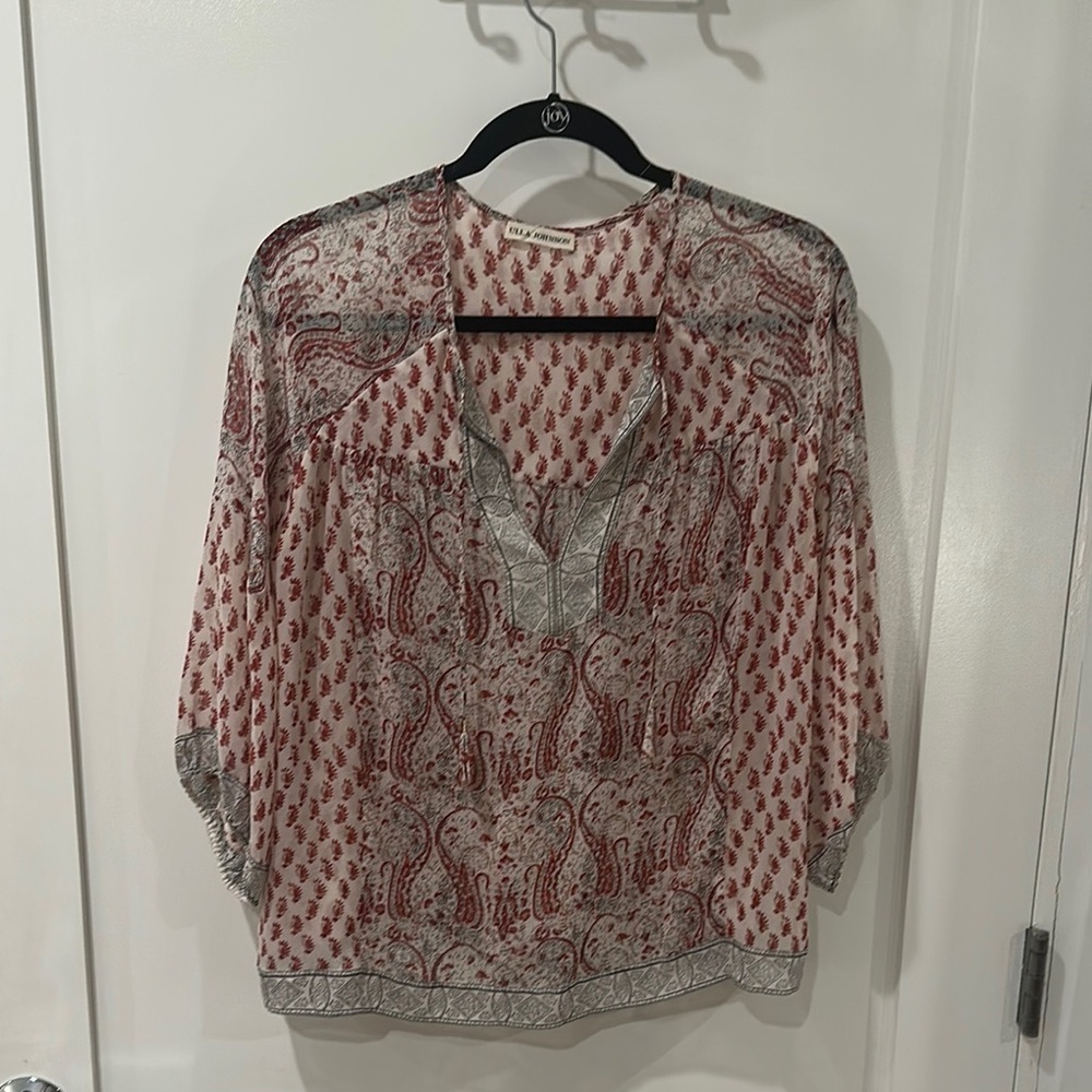 Ulla Johnson Pink Graphic 3/4 Sleeve Blouse